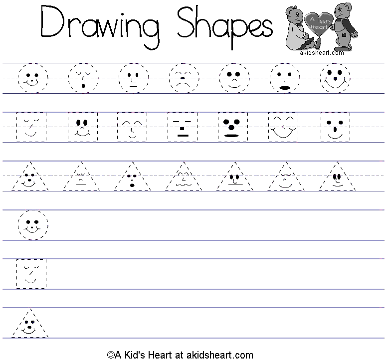 Drawing shapes activity sheet