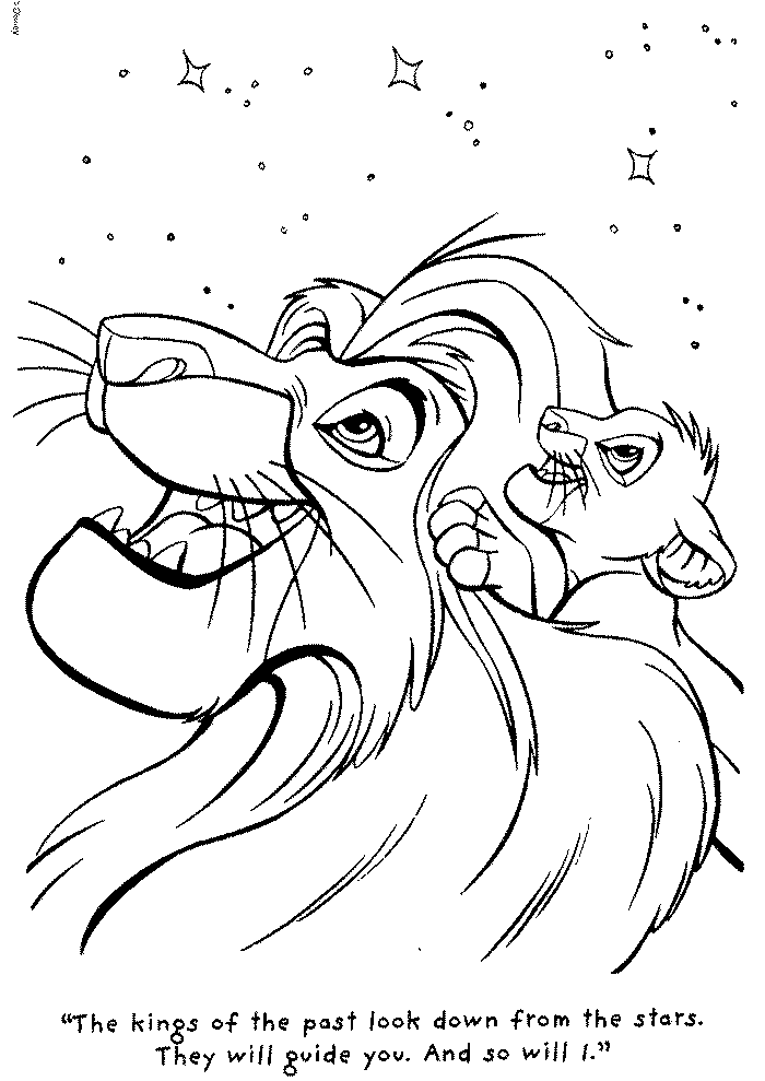 Mufasa Walking With Simba | Animal pages of KidsColoringPage.org ...