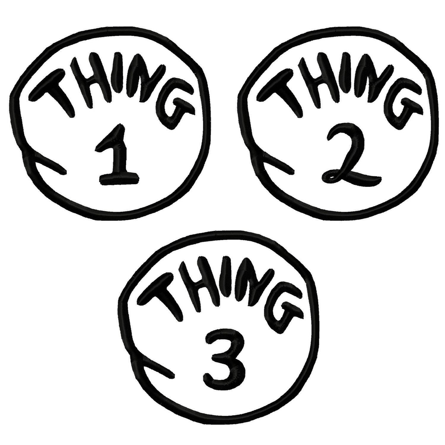 Thing 1 And Thing 2  and Thing 3 Coloring Page