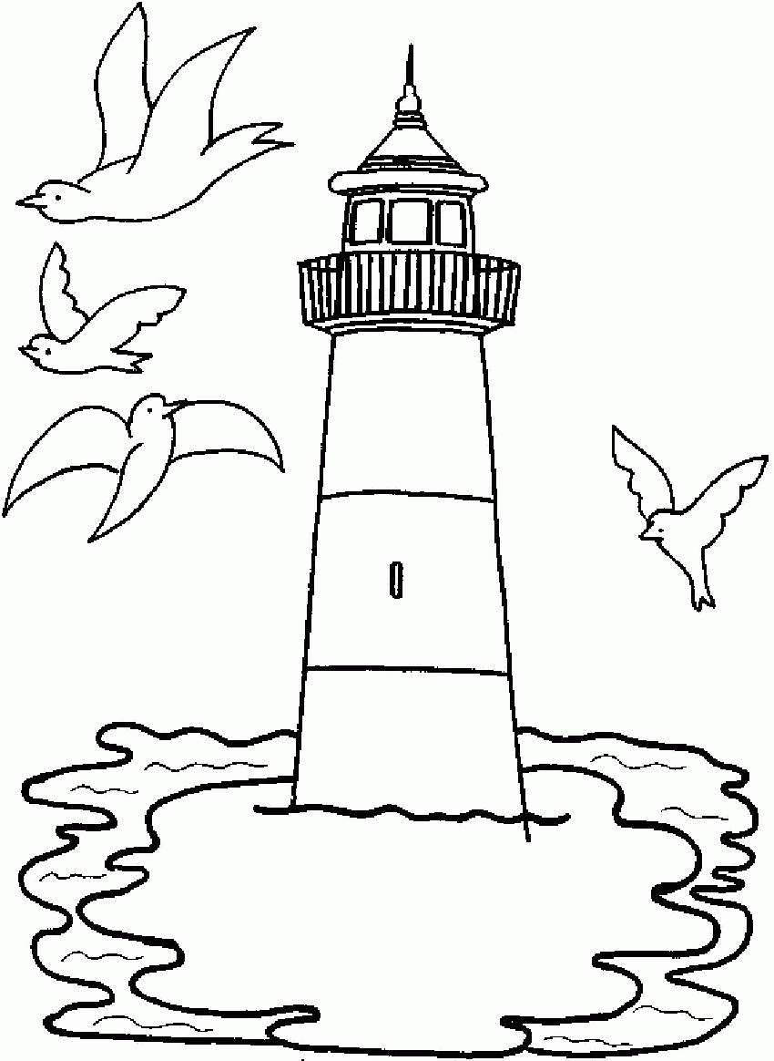 Preschool Lighthouse Coloring Page For Kids