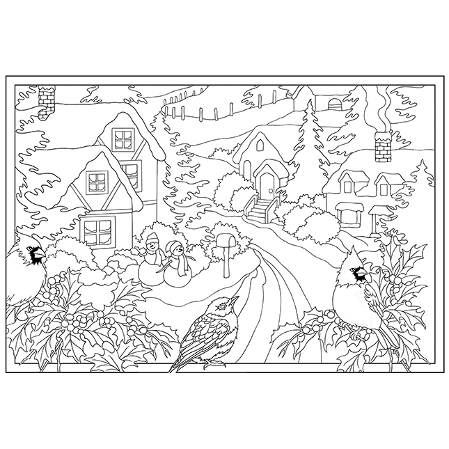 Creative Haven Winter Scenes Coloring Book - Best for Ages 3 to 12