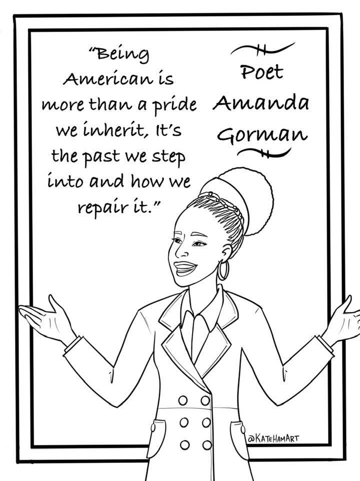 Amanda Gorman Free Printable Coloring Page - American Poet