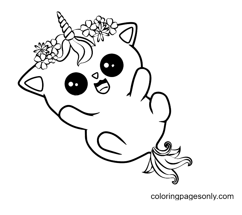 Happy Cute Unicorn Cat Coloring Pages - Unicorn Cat Coloring Pages - Coloring  Pages For Kids And Adults