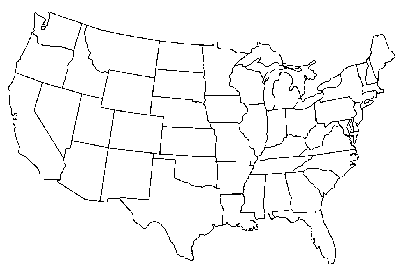 Blank United States Map Coloring Page - Get Coloring Pages