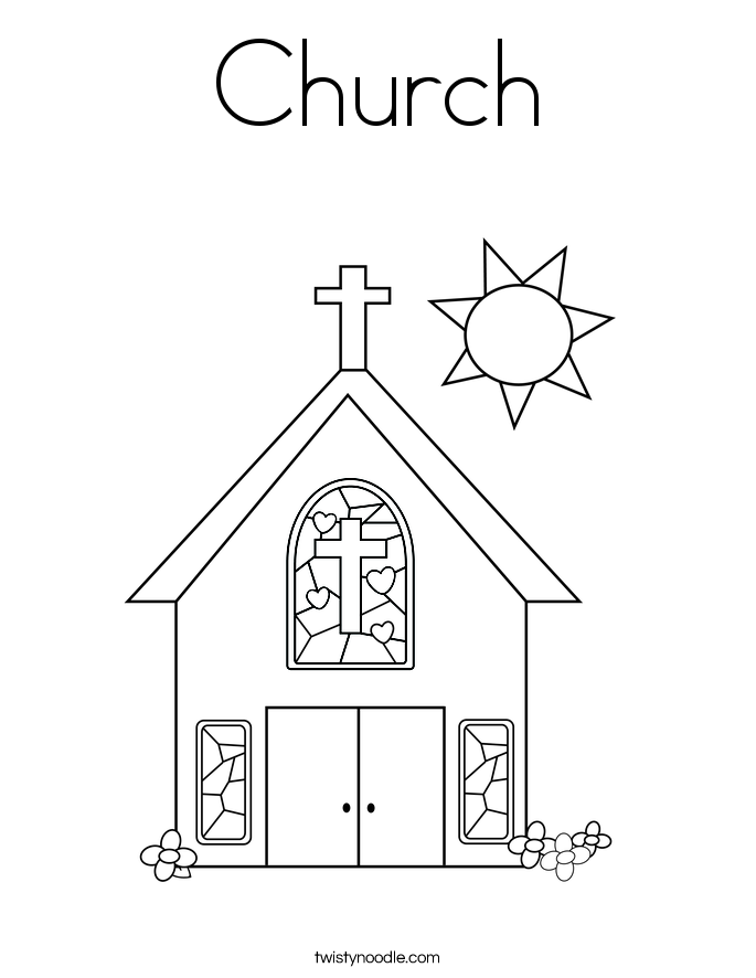Church Coloring Page - Twisty Noodle