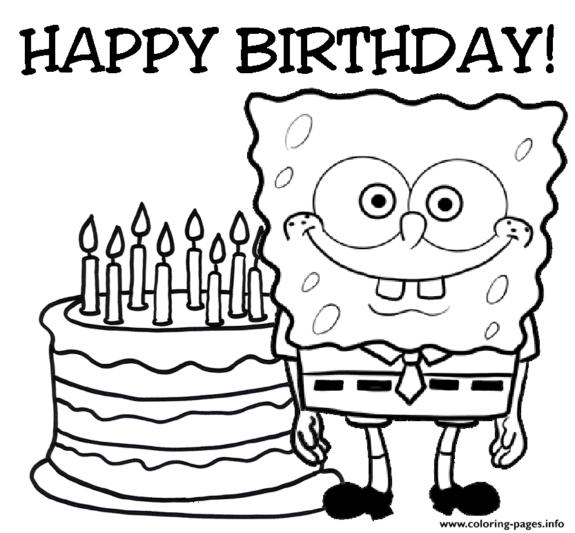 Print spongebob and birth day cake coloring pagea3d6 Coloring pages