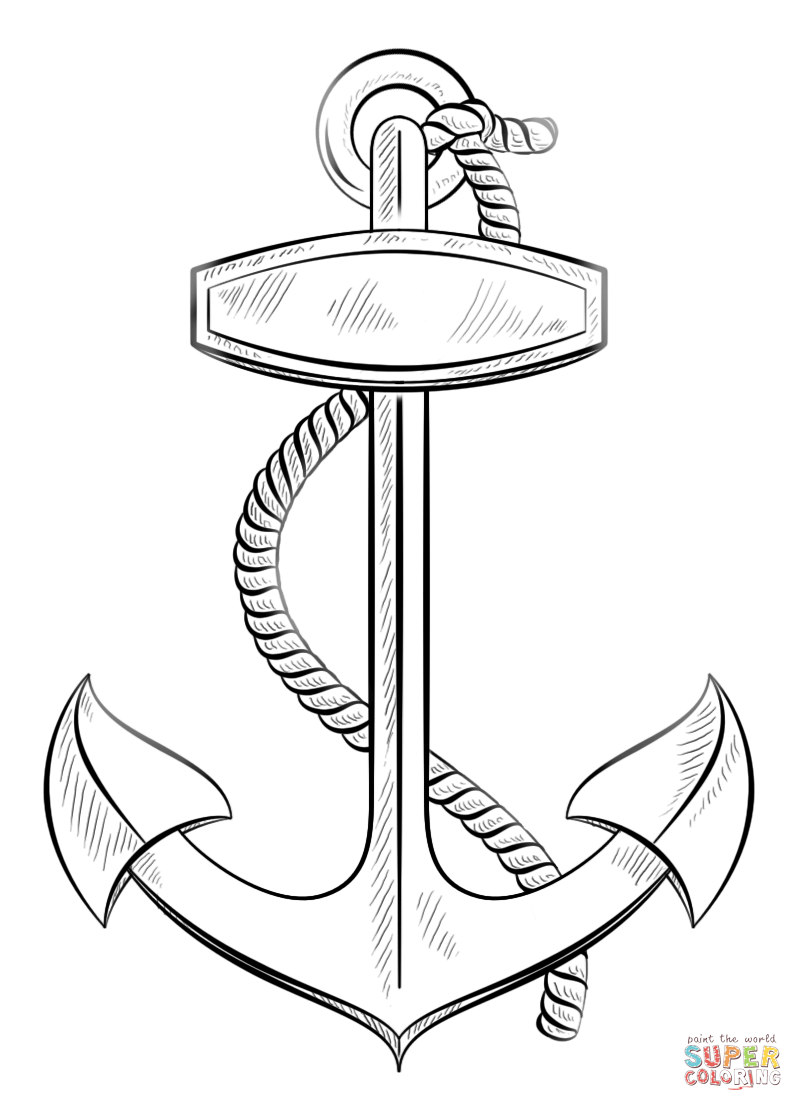 Anchor with Rope coloring page | Free Printable Coloring Pages