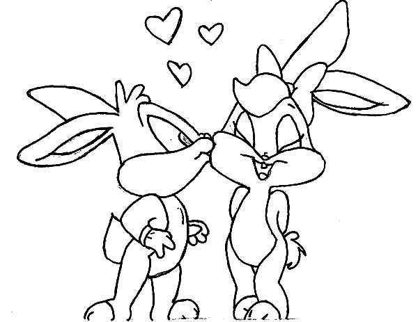 Baby Looney Tunes Lola Bunny Kissed by Bugs Bunny Coloring Pages ...