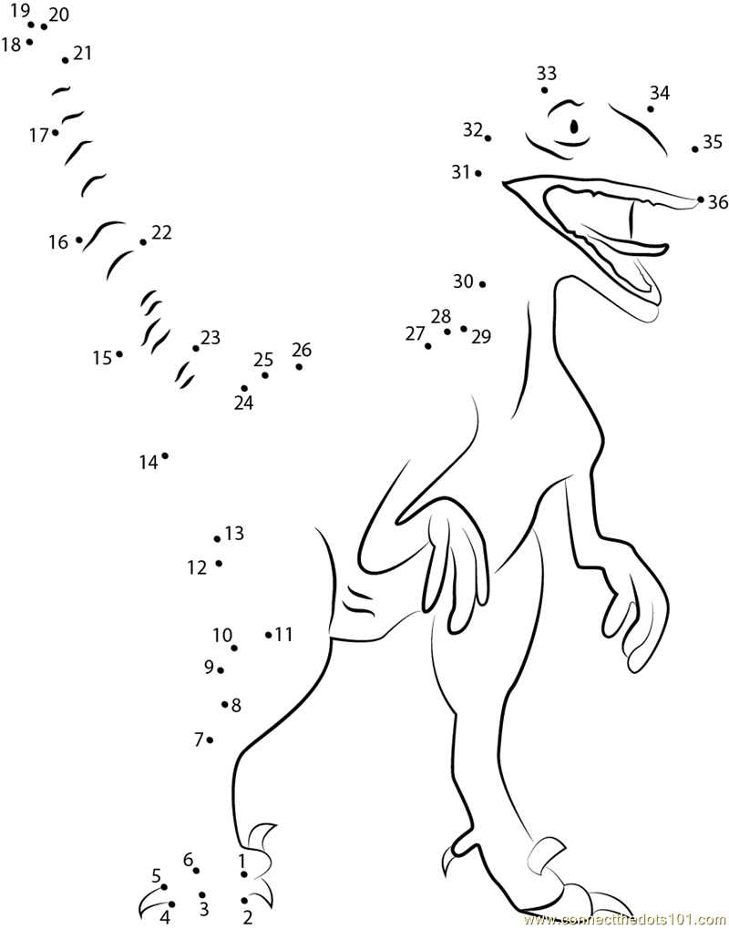 deinonychus dot to dot printable worksheet - Connect The Dots