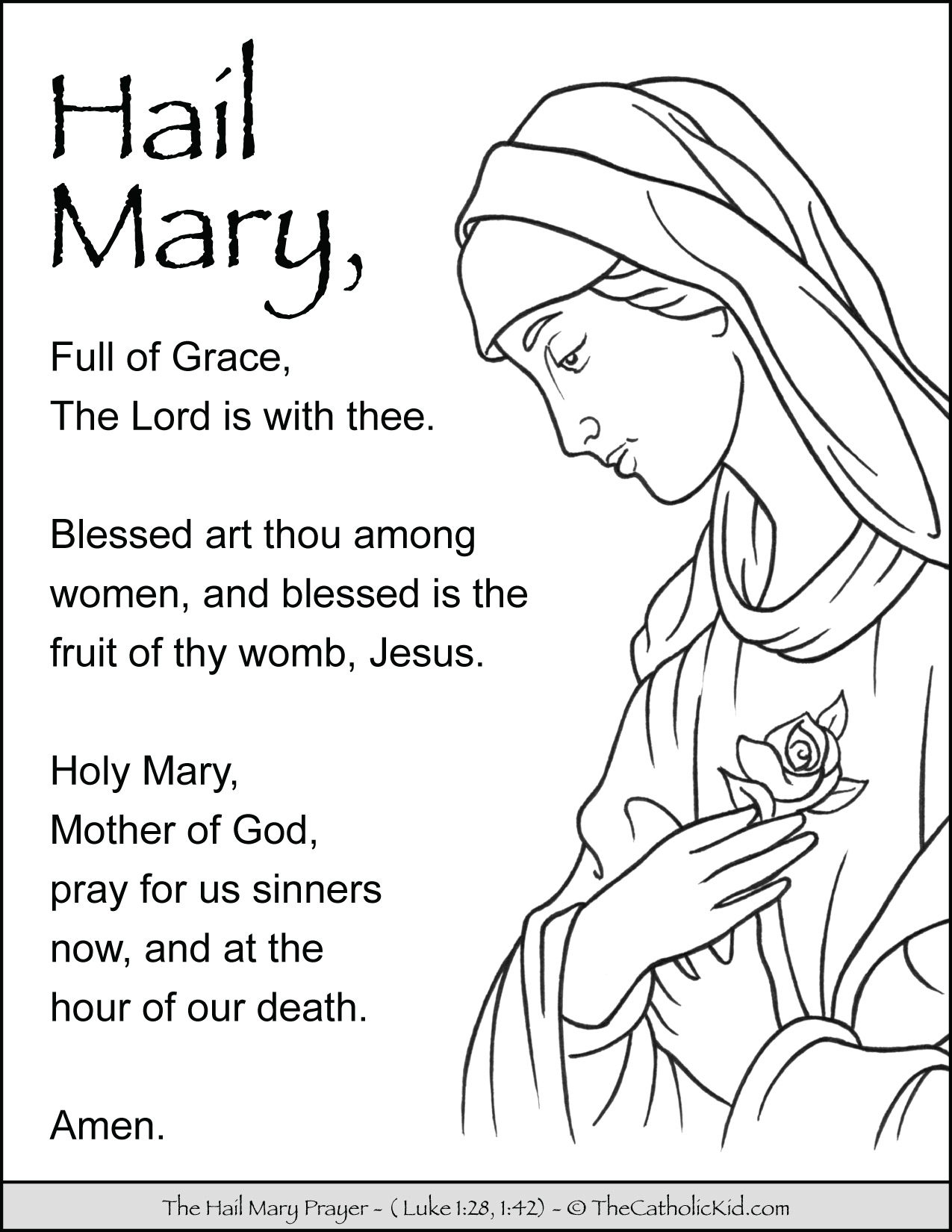 Hail Mary Prayer Coloring Coloring Home