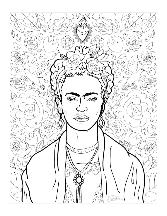 Frida Kahlo Art Print / Adult Coloring Sheet / Instant - Etsy