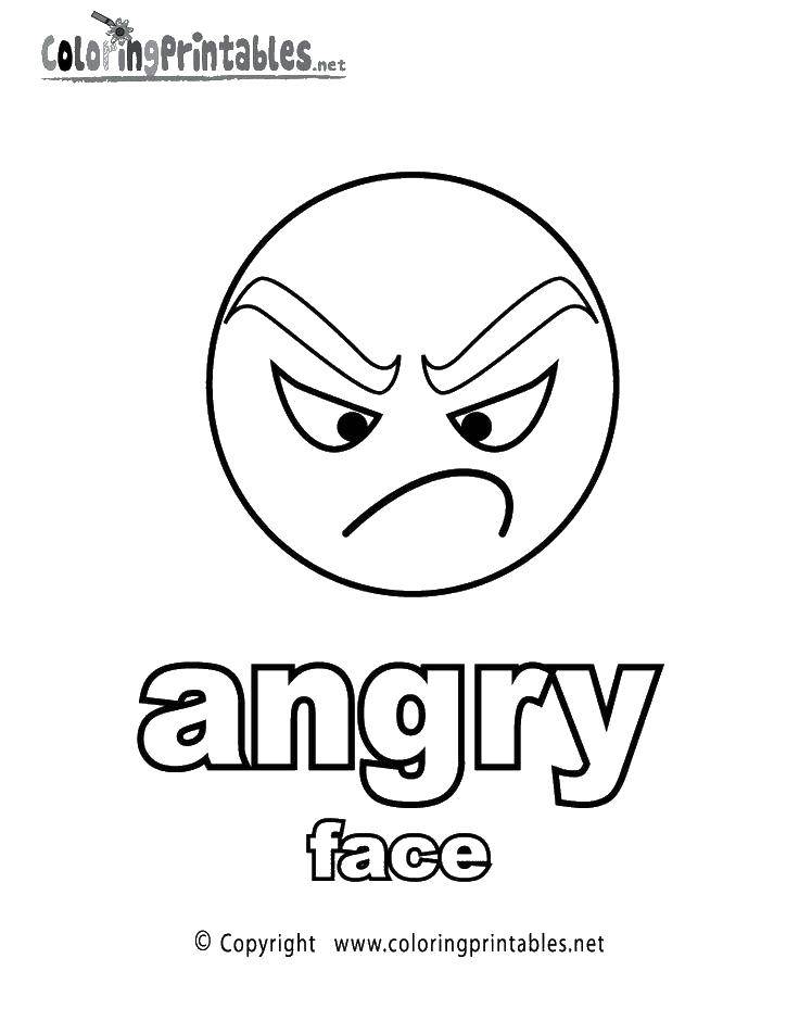 Online coloring pages Coloring page Angry face Emotions, Download print coloring  page.