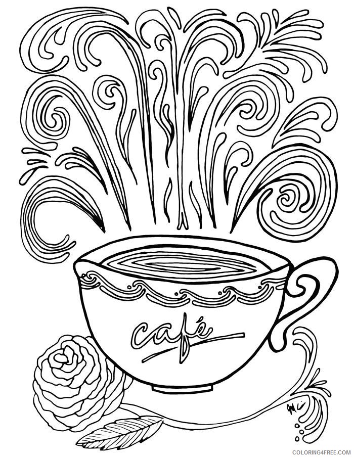 complex coloring pages a cup of coffee Coloring4free - Coloring4Free.com