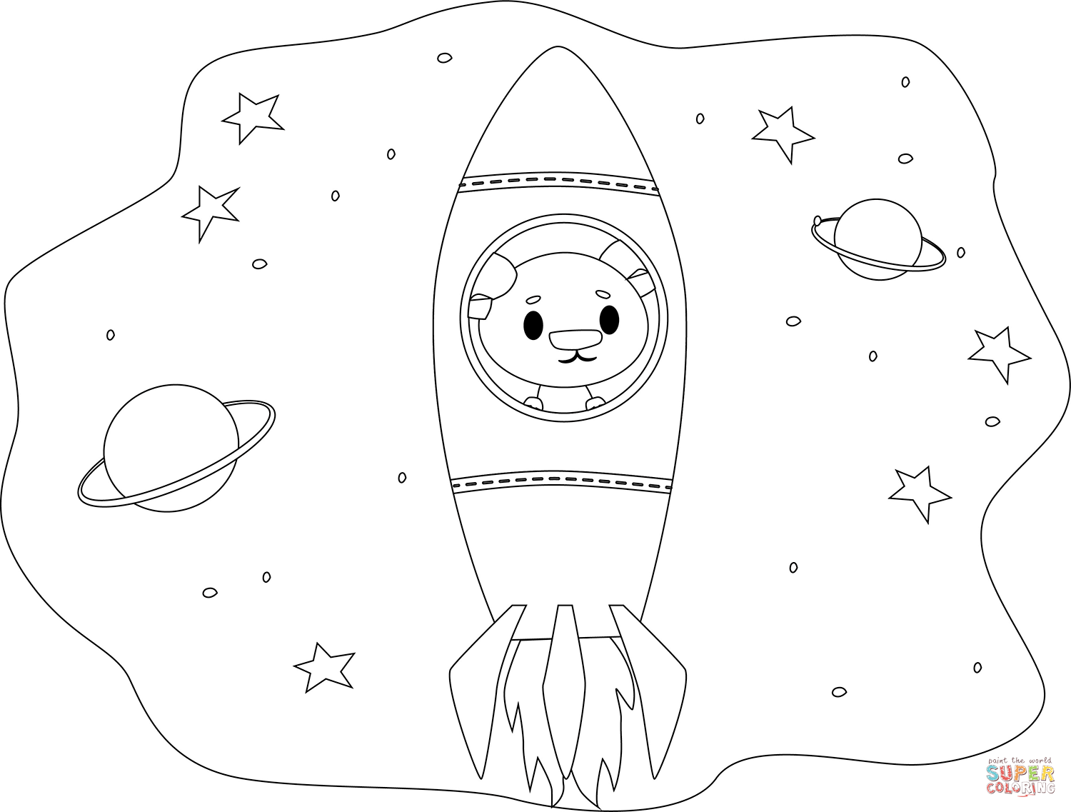 Bear in Space coloring page | Free Printable Coloring Pages