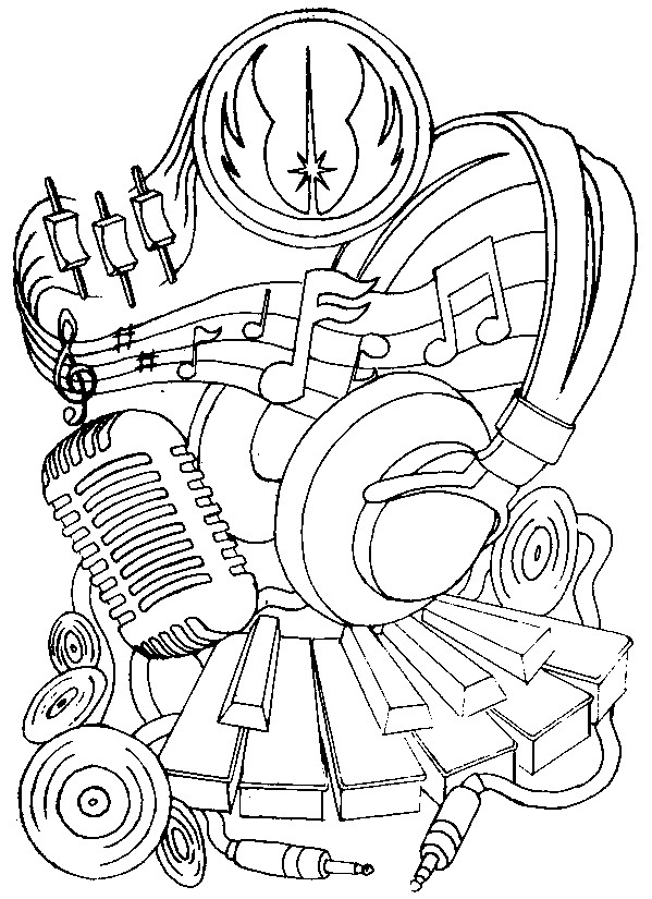 Art Therapy coloring page Music : Headphones and microphone 14