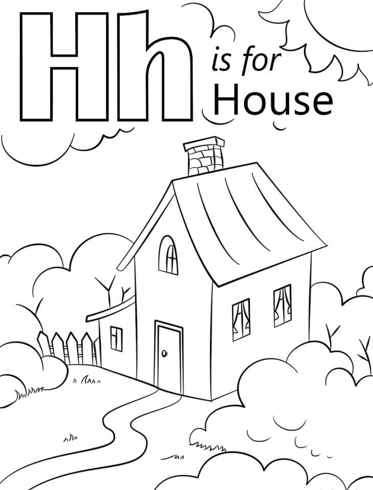 House Letter H Coloring Page - Free Printable Coloring Pages for Kids