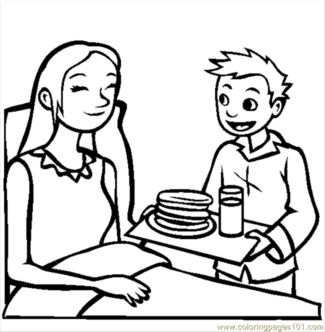 Breakfast In Bed Coloring Page - Free Breakfast Coloring Pages ...