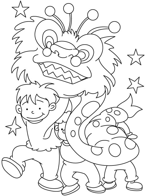 Young Children Celebrate Chinese New Year Coloring Pages ...