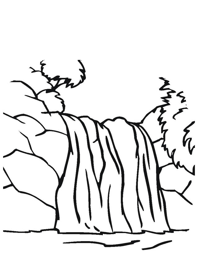 Waterfall #1 (Nature) – Printable coloring pages