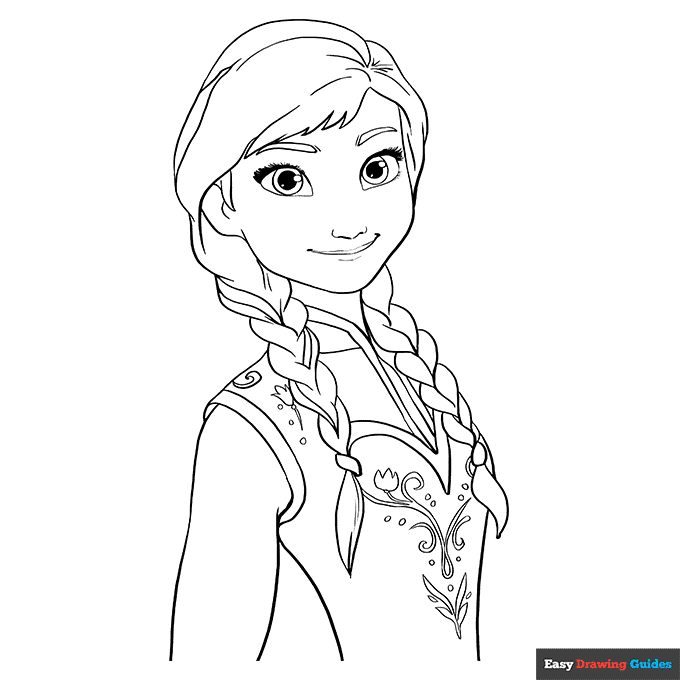 Anna from Frozen Coloring Page | Easy Drawing Guides