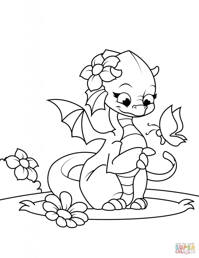 Baby Dragon Coloring Pages ⋆ coloring.rocks! | Dragon coloring page,  Butterfly coloring page, Dinosaur coloring pages