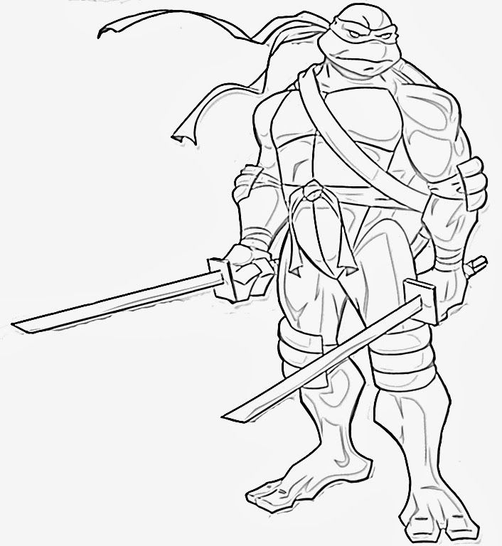 Leonardo Ninja Turtle - Coloring Pages for Kids and for Adults
