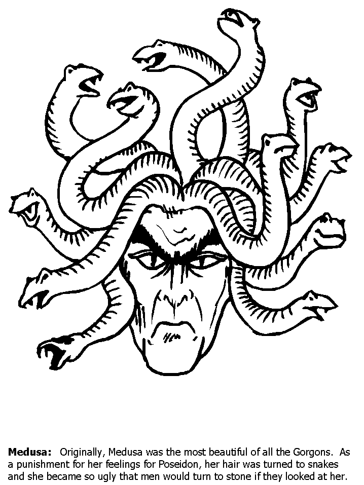 Medusa Greek Coloring Pages & Coloring Book