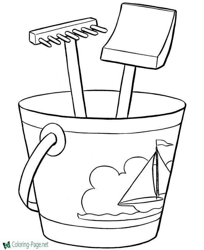 Free Beach Coloring Pages - Sand Bucket