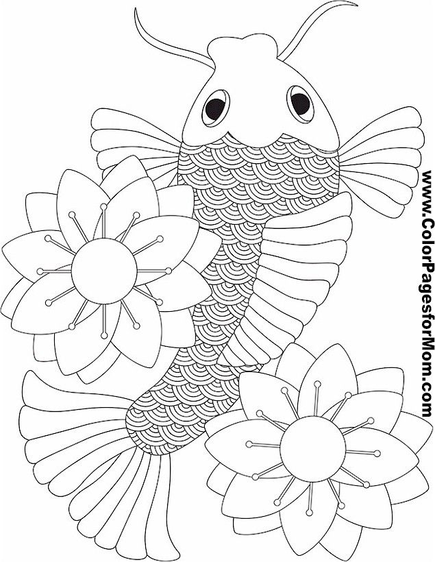 Koi Fish Coloring Page | Color Pages for Mom. #coloring #books ...