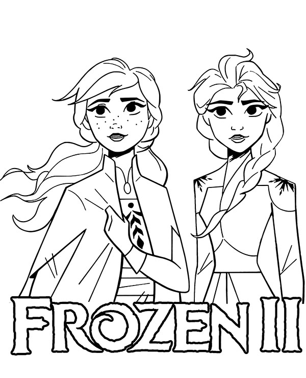 Frozen II coloring page Elsa and Anna - Topcoloringpages.net