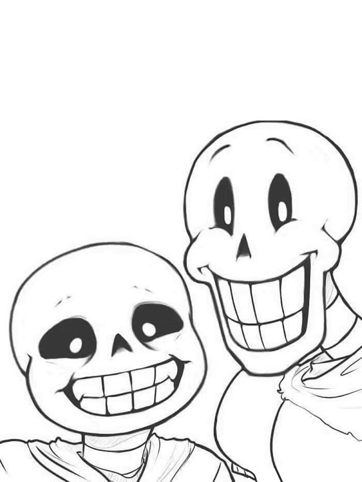 Happy Papyrus and Sans Coloring Page - Free Printable Coloring Pages for  Kids