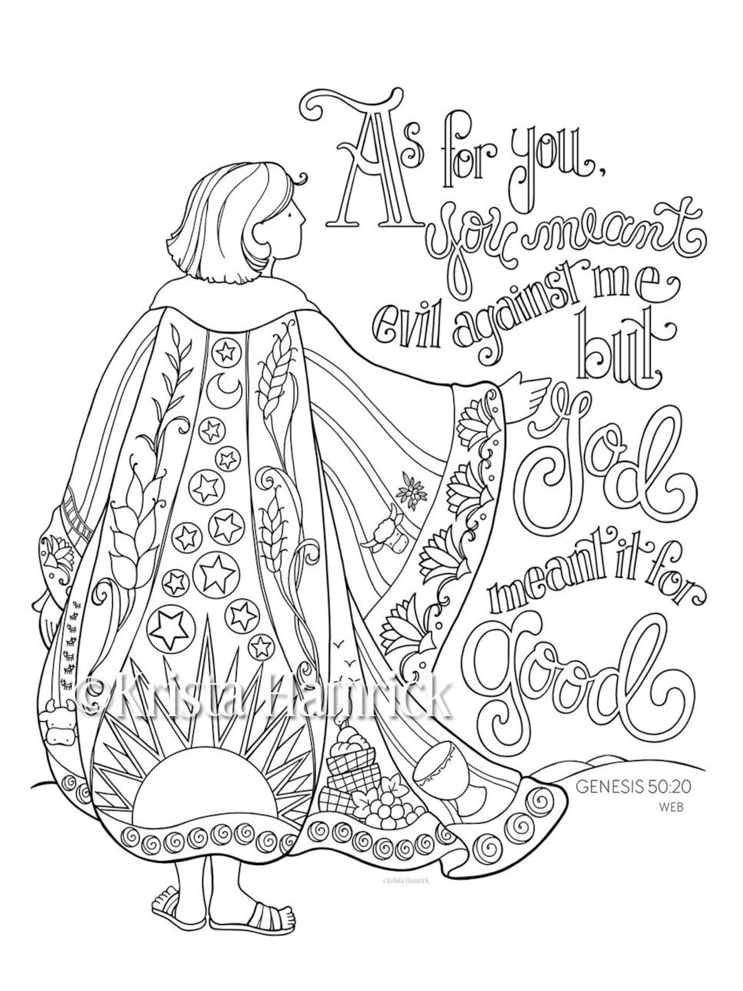 Joseph's Coat of Many Colors Coloring Page 8.5X11 Bible - Etsy