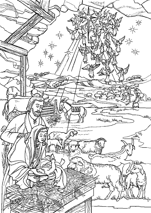 The Birth of Jesus - Coloring Page