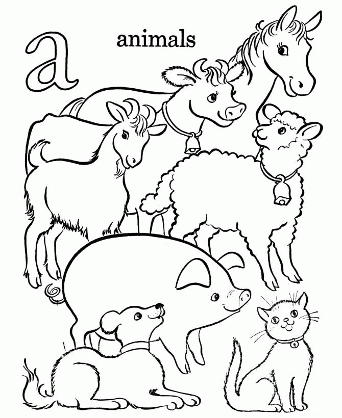 farm animals for coloring vector. funny farm animals coloring page ...