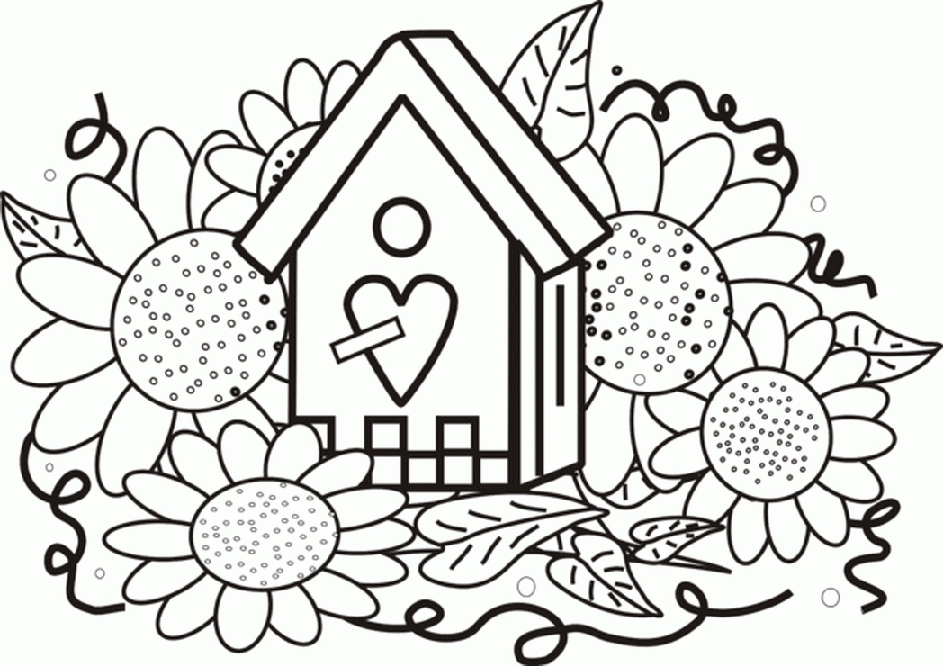 birdhouse-sunflowers-coloring-page-greatest-book-287431 Â« Coloring ...