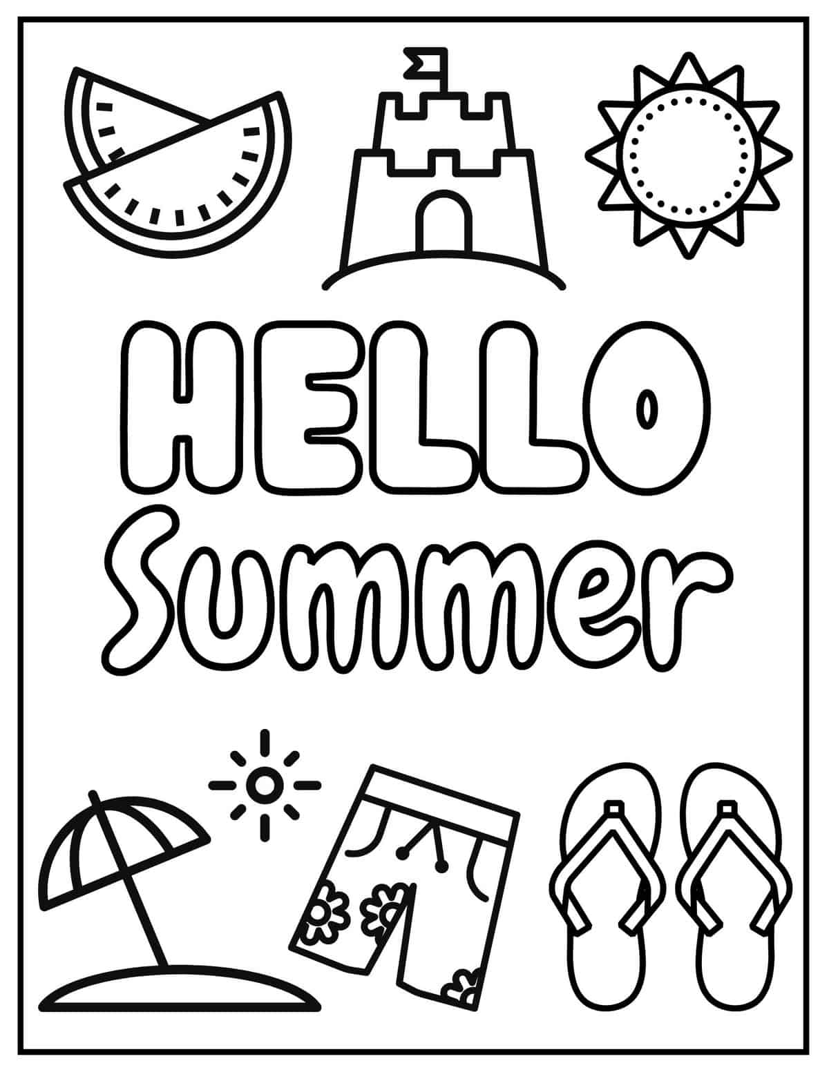 Hello Summer Coloring Pages - Coloring Home