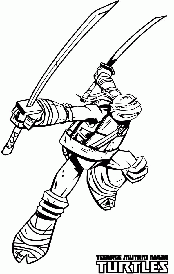 Ninja Turtles Leonardo - Coloring Pages for Kids and for Adults