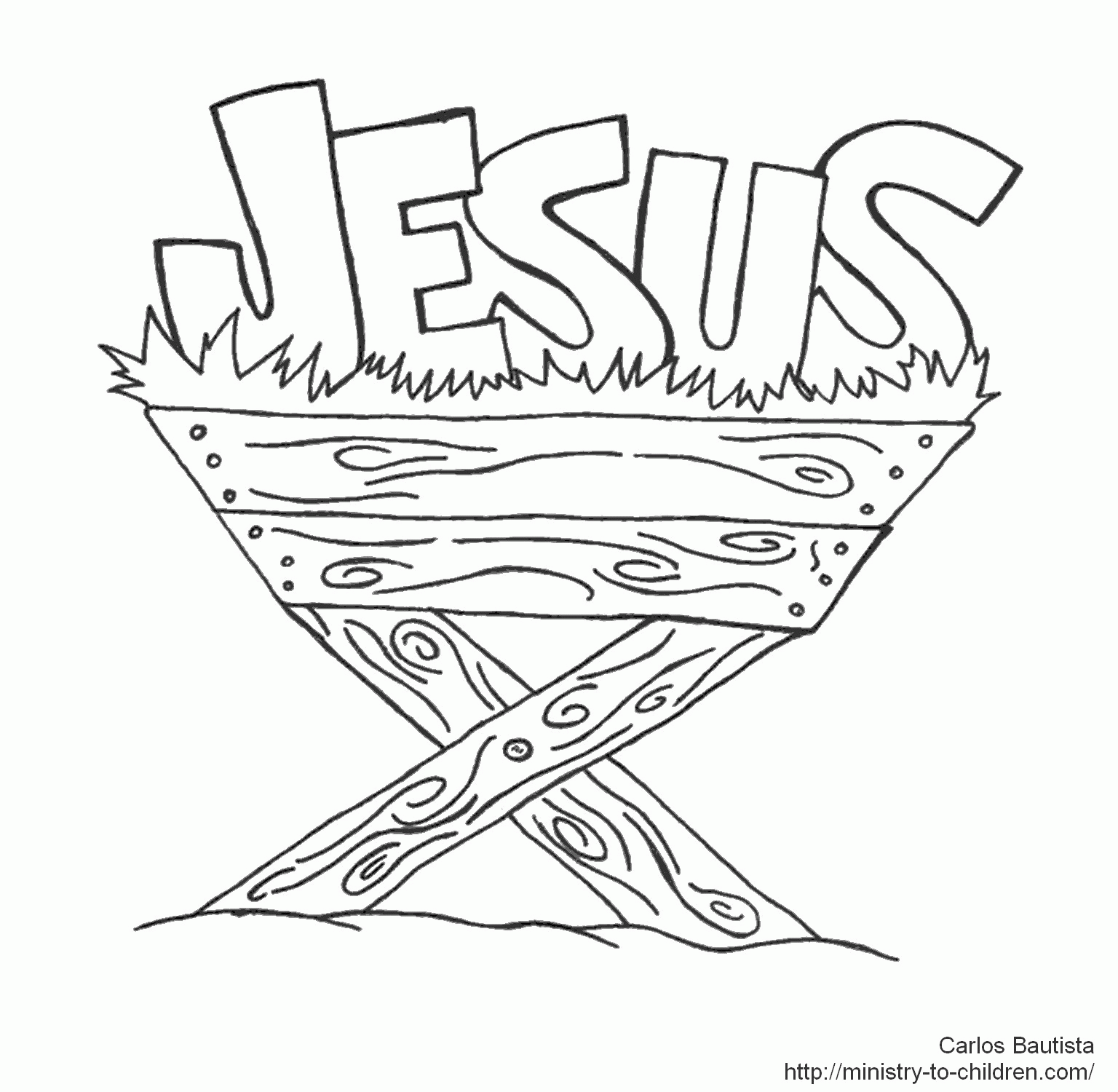 Jesus in Manger Coloring Page