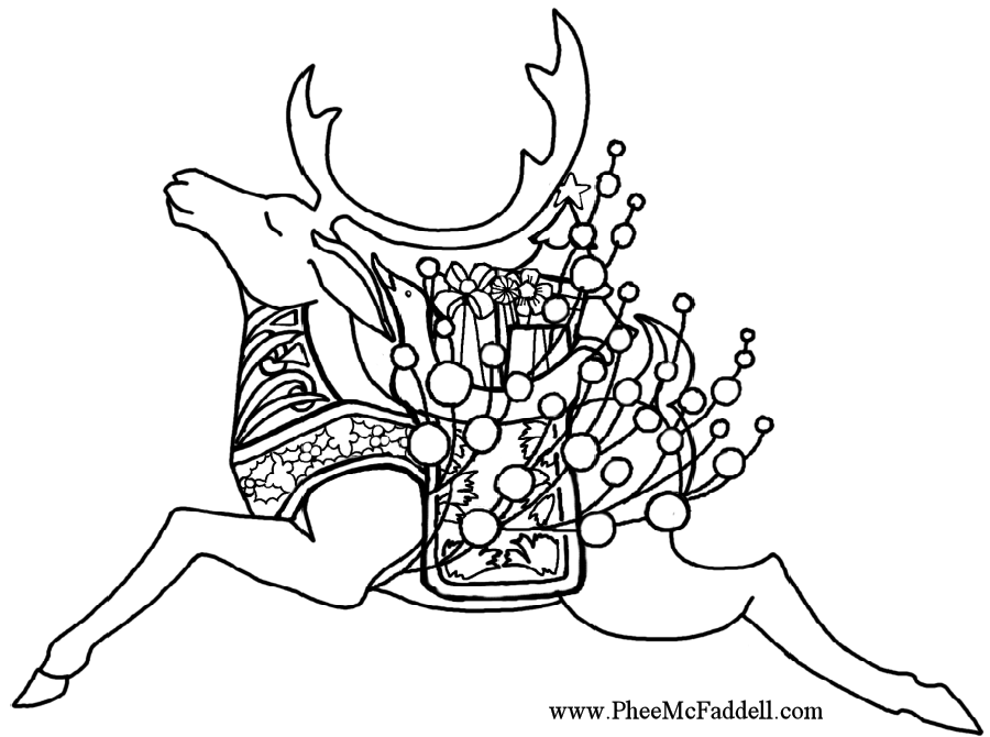 Reindeer Black and White coloring and craft pages. www ...