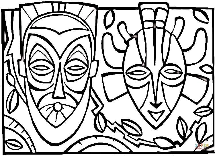 African Masks coloring page | Free Printable Coloring Pages