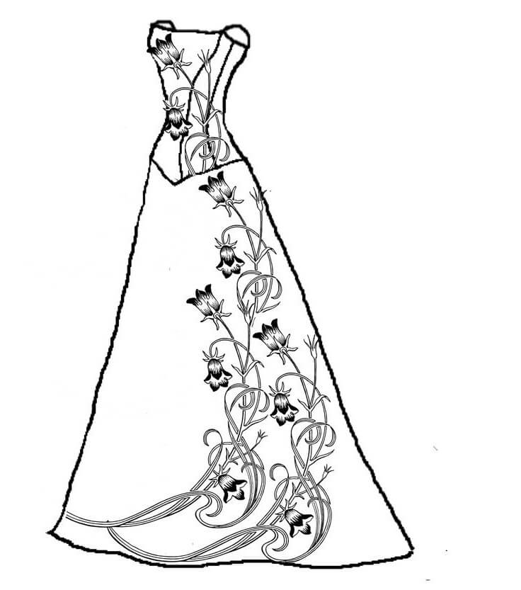 Flower Dress Coloring Page - Free Printable Coloring Pages for Kids