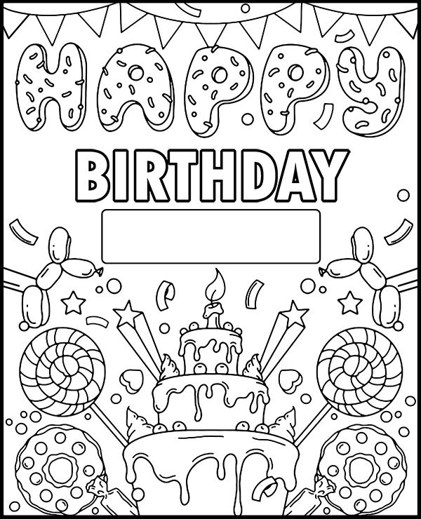 Happy Birthday Coloring Page Sheet - Coloring Home