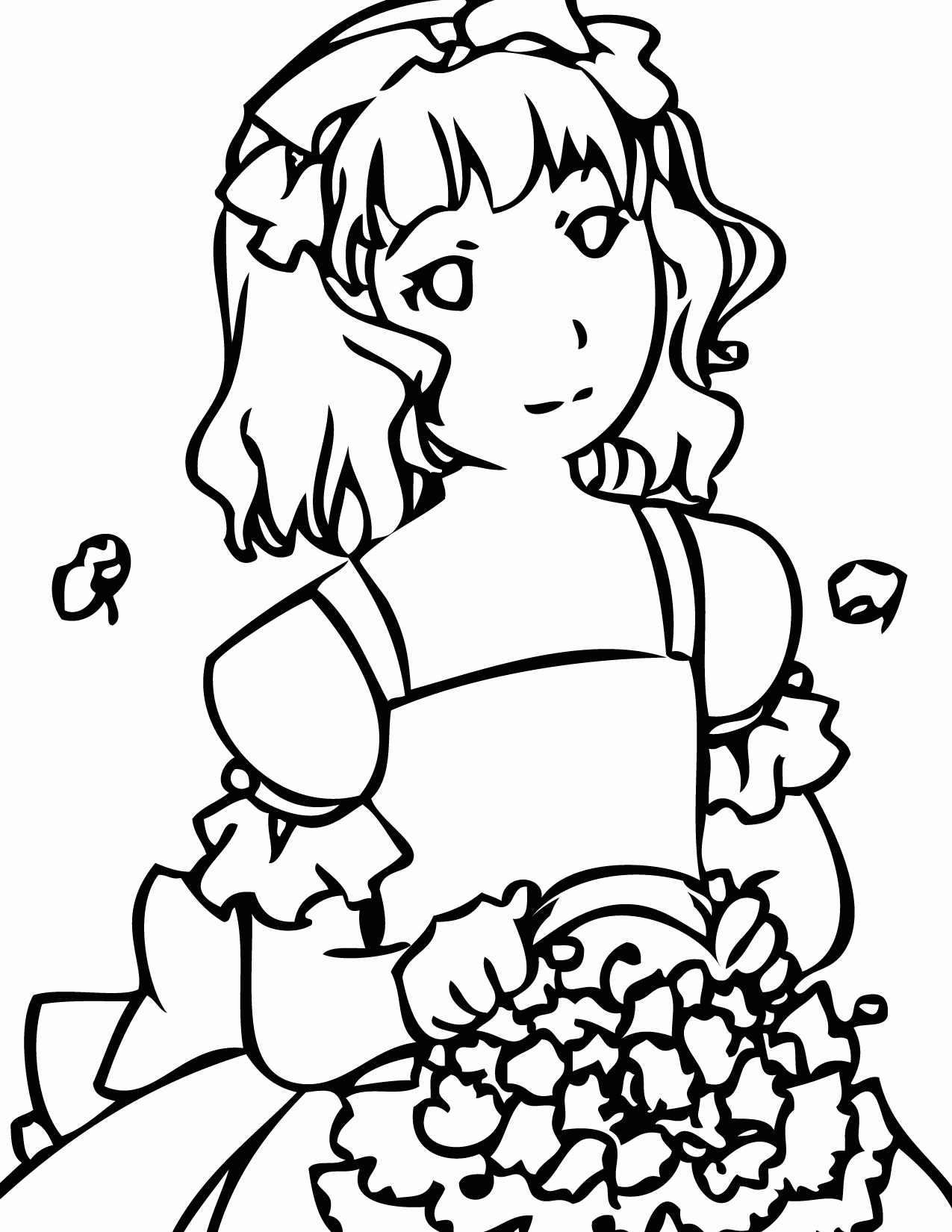 Girl Coloring Pages Flowers - Coloring Pages