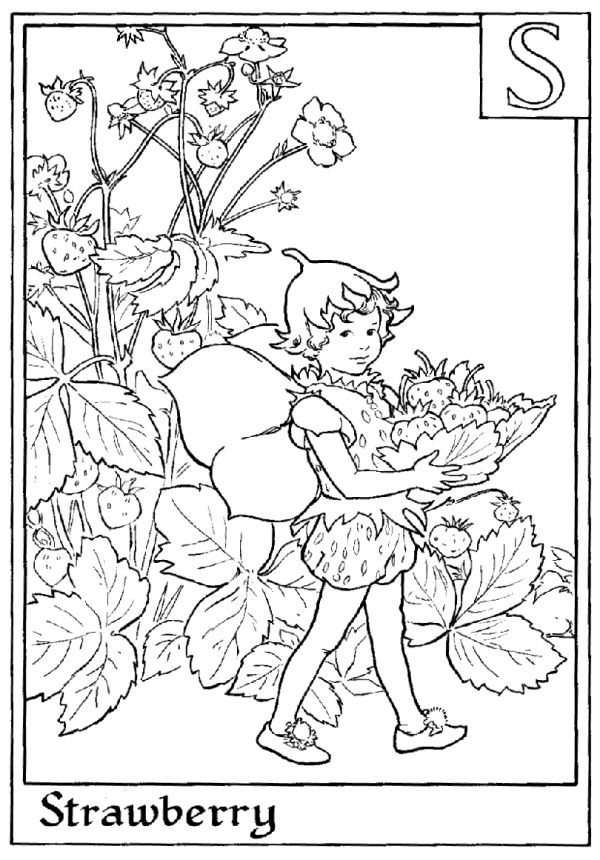 Letter S For Strawberry Flower Fairy Coloring Page - Alphabet ...