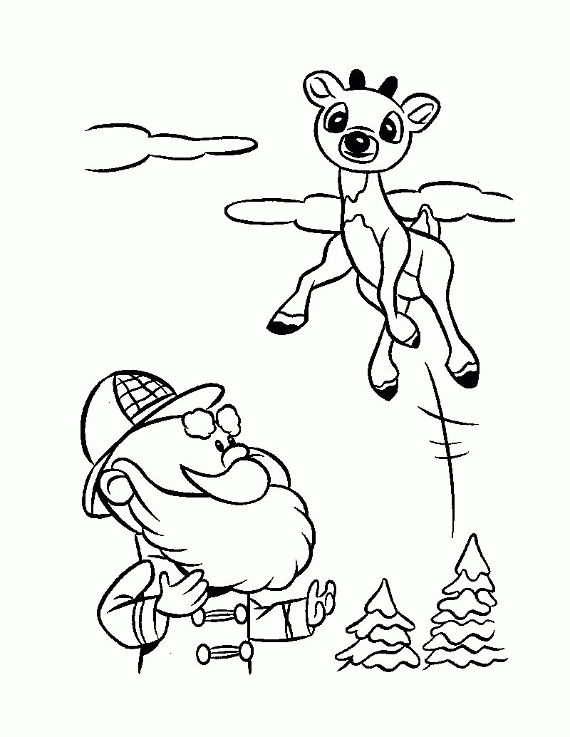 SANTA'S REINDEER coloring pages - Santa and reindeer