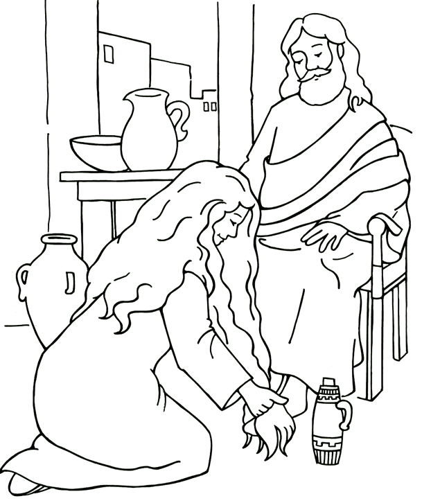 Mary Anoints Jesus Feet Coloring Page Coloring Home