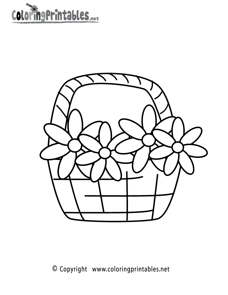 Flowers Basket Coloring Page - A Free Nature Coloring Printable