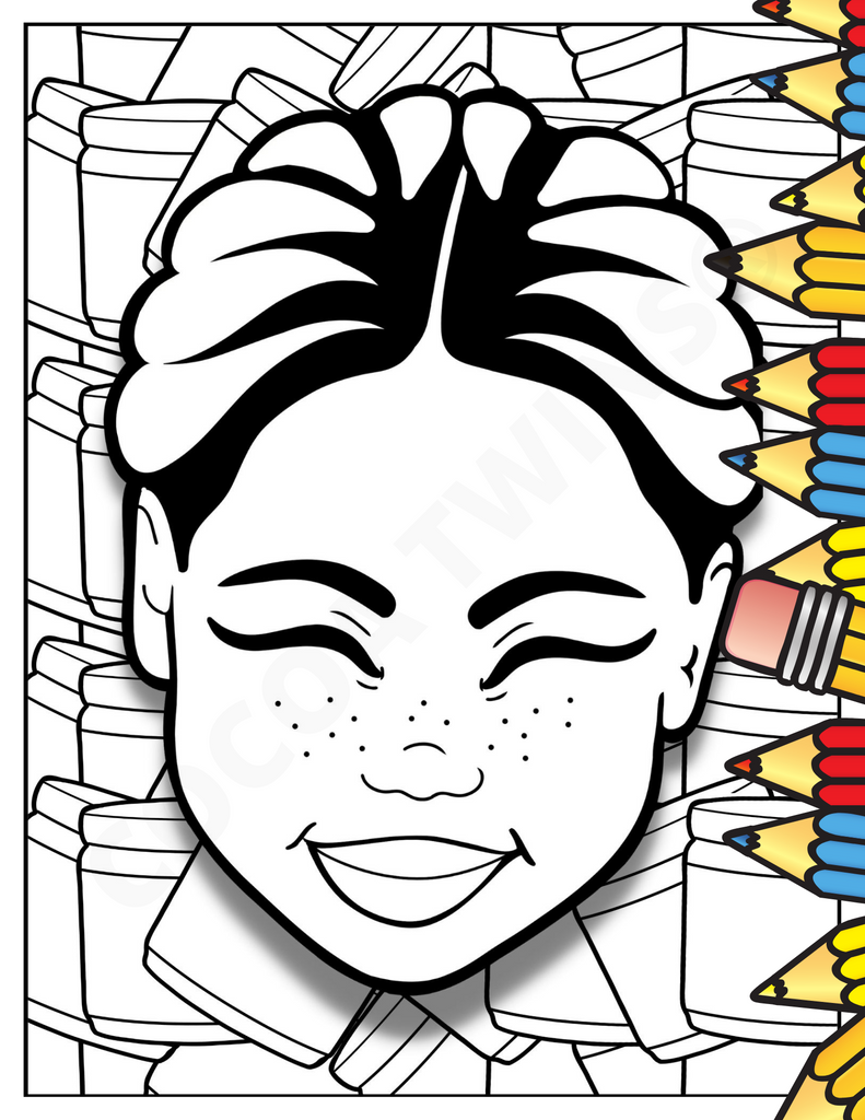 Printable Coloring Page | Braids and Beauty | 1120218 – Cocoa Twins