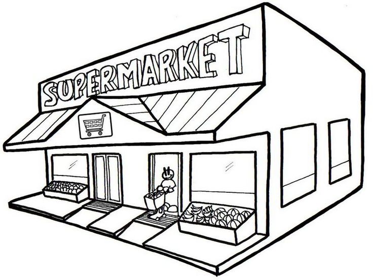 Best Grocery Store Coloring Page | Clipart black and white, Coloring pages,  Clip art