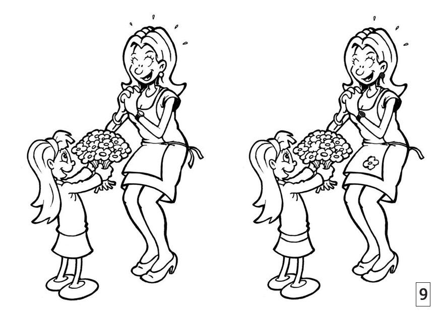 Coloring Page spot the difference - Mother's Day - free printable coloring  pages - Img 21557